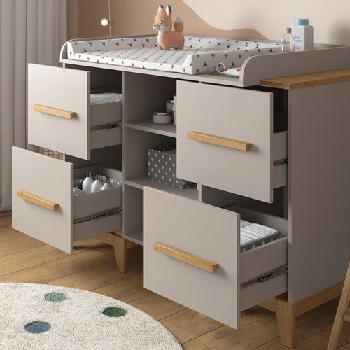 Commode à Langer Malia 52108 Chêne Cachemire 133x108cm XL Avec 4 Tiroirs