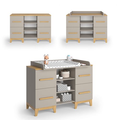 Commode à Langer Malia 52108 Chêne Cachemire 133x108cm XL Avec 4 Tiroirs