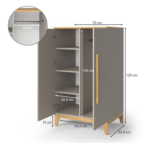 Armoire Pour Enfants Malia 52111 Chêne Cachemire 70x120cm
