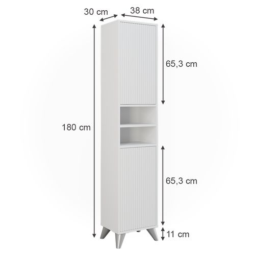 Armoire De Salle De Bain Leano 52120 Blanc 38x180cm Avec 2 Portes