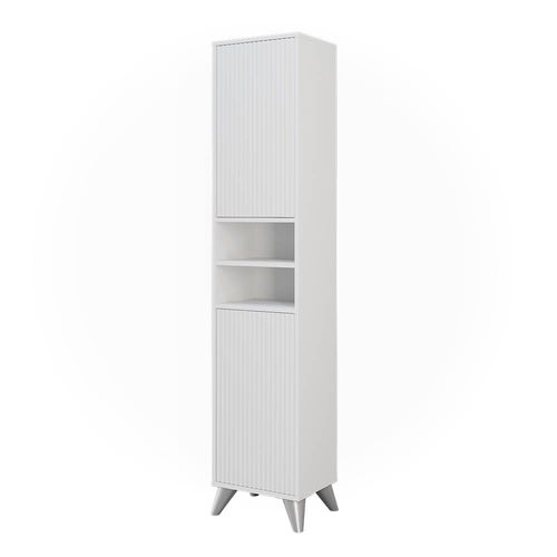 Armoire De Salle De Bain Leano 52120 Blanc 38x180cm Avec 2 Portes