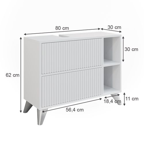 Meuble Sous Vasque Leano 52130 Blanc 80x62cm Avec 2 Tiroirs