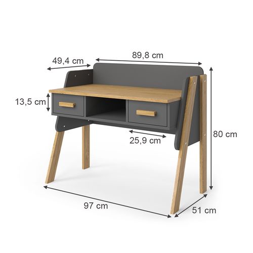 Bureau Malia 52186 Gris 97x51cm