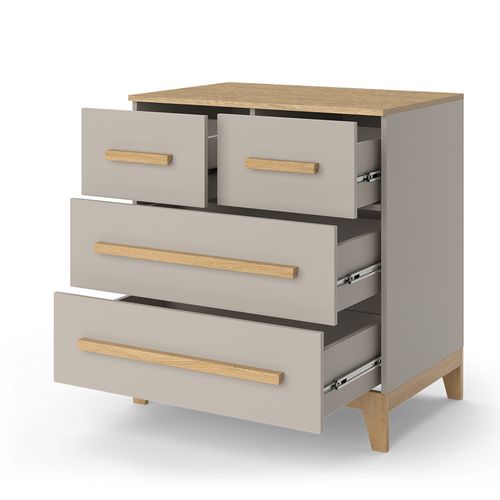 Commode Malia 52189 Chêne Cachemire 80x88cm Avec 4 Tiroirs