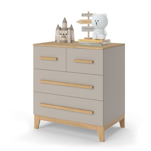 Commode Malia 52189 Chêne Cachemire 80x88cm Avec 4 Tiroirs