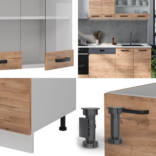 Cuisine R-line 52210 Chêne Doré/blanc 300cm Pt Chêne