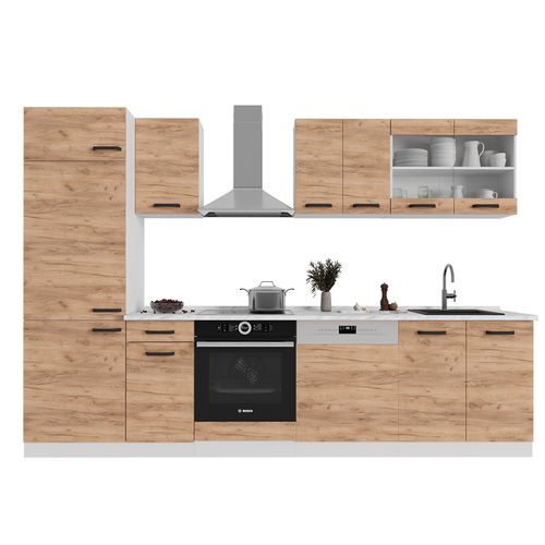 Cuisine R-line 52212 Chêne Doré/blanc 300cm Sans Pt
