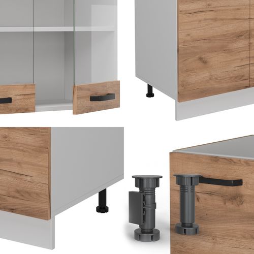 Cuisine R-line 52214 Chêne Doré/blanc 300cm Pt Chêne