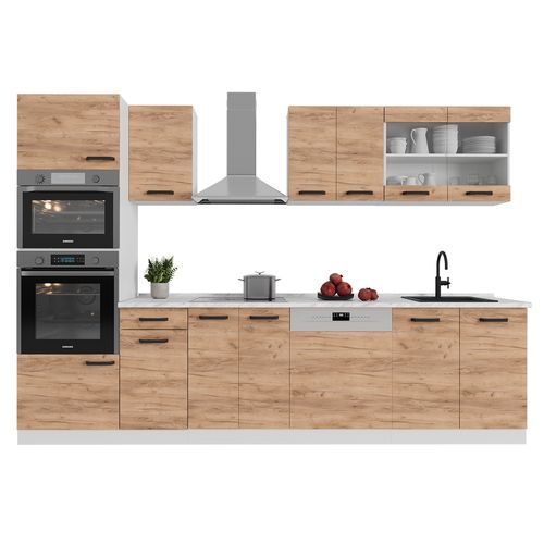Cuisine R-line 52216 Chêne Doré/blanc 300cm Sans Pt