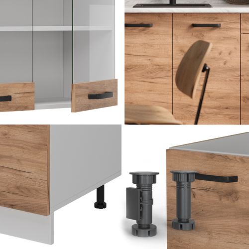 Cuisine R-line 52223 Chêne Doré/blanc 140cm Pt Marbre