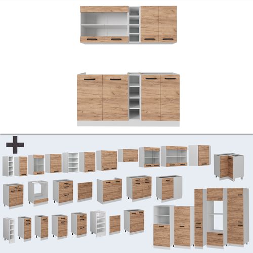 Cuisine R-line 52228 Chêne Doré/blanc 160cm Sans Pt
