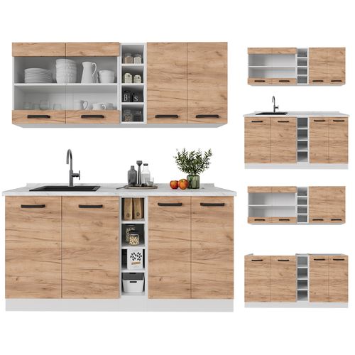 Cuisine R-line 52228 Chêne Doré/blanc 160cm Sans Pt