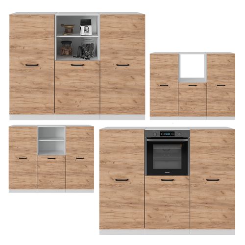 Bloc Cuisine R-line 52229 Chêne Doré/blanc 180cm Sans Pt