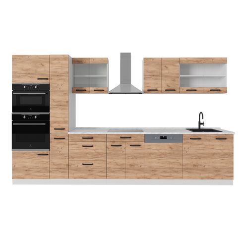 Ligne De Cuisine R-line 52231 Chêne Doré/blanc 350cm Pt Chêne