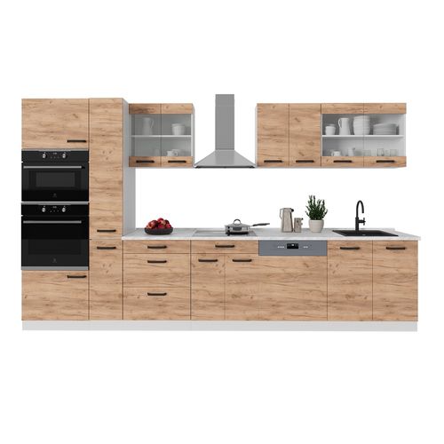 Ligne De Cuisine R-line 52231 Chêne Doré/blanc 350cm Pt Chêne