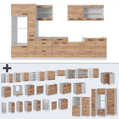 Cuisine R-line 52233 Chêne Doré/blanc 350cm Sans Pt