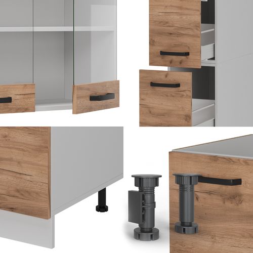 Cuisine R-line 52233 Chêne Doré/blanc 350cm Sans Pt