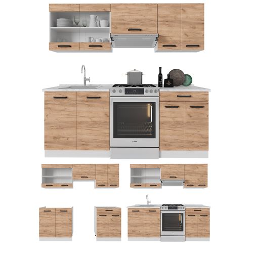 Cuisine R-line 52242 Chêne Doré/blanc 200cm Sans Pt