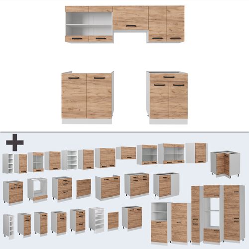 Ligne De Cuisine R-line 52244 Chêne Doré/blanc 200cm Pt Chêne