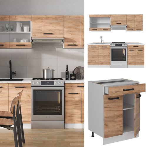 Ligne De Cuisine R-line 52244 Chêne Doré/blanc 200cm Pt Chêne