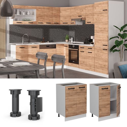 Meuble Bas De Cuisine R-line 52256 Chêne De Force Doré 60cm Sans Pt