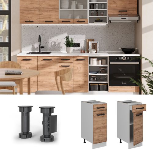 Meuble Cuisine R-line 52261 Chêne De Force Doré 30cm Pt Anthracite