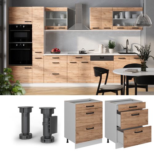 Meuble Cuisine R-line 52265 Chêne De Force Doré 60cm Pt Anthracite