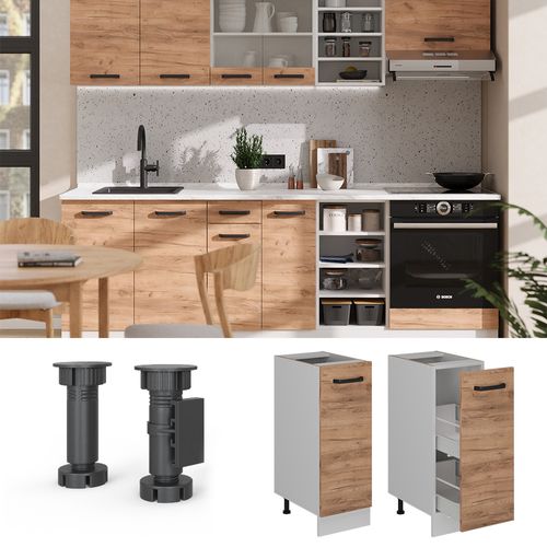 Meuble De Cuisine R-line 52279 Chêne De Force Doré 30cm Pt Marbre