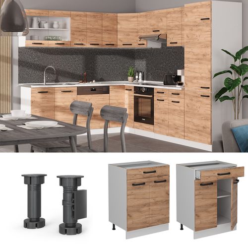 Meuble Cuisine R-line 52286 Chêne De Force Doré 60cm Pt Anthracite