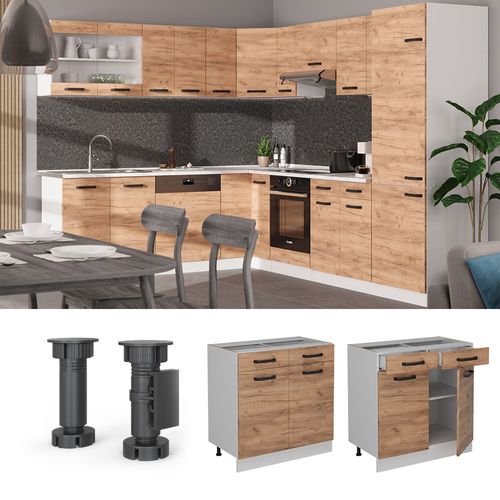 Meuble Cuisine R-line 52293 Chêne De Force Doré 80cm Sans Pt