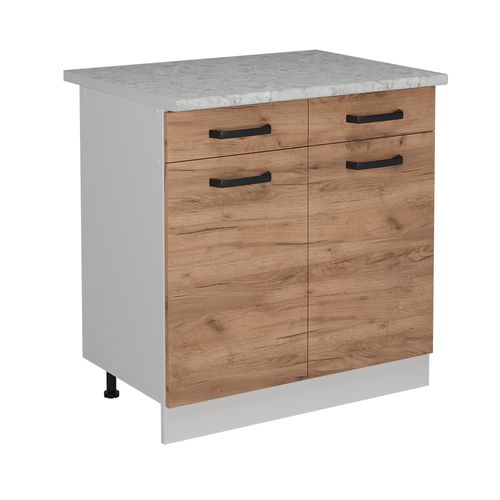 Meuble Cuisine R-line 52296 Chêne De Force Doré 80cm Pt Marbre