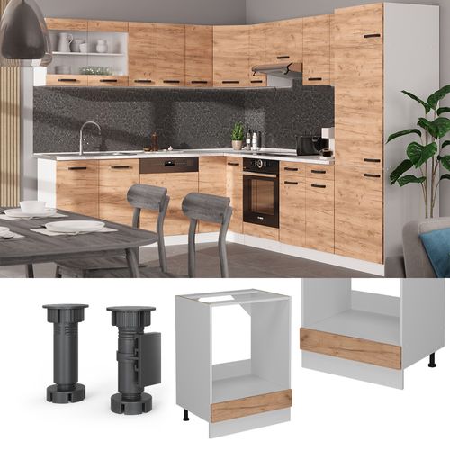 Meuble Pour Four R-line 52305 Chêne De Force Doré 60cm Pt Marbre