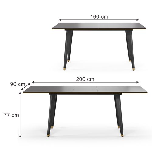 Table De Salle à Manger Goldamo 53020 Noir 200x90cm Extensible