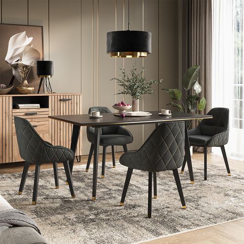 Table De Salle à Manger Goldamo 53020 Noir 200x90cm Extensible