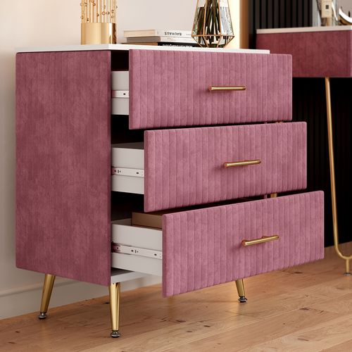 Commode Velia 53031 Rose 70x78.5cm Avec 3 Tiroirs
