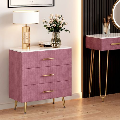 Commode Velia 53031 Rose 70x78.5cm Avec 3 Tiroirs