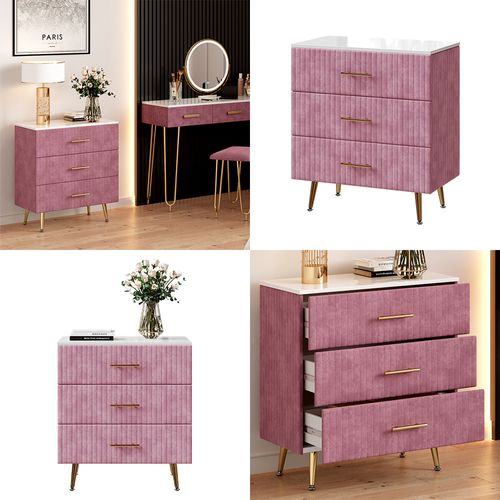 Commode Velia 53031 Rose 70x78.5cm Avec 3 Tiroirs