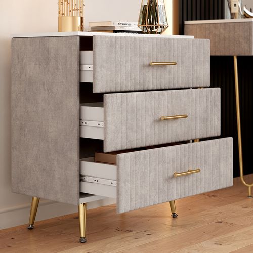 Commode Velia 53032 Gris 70x78.5cm Avec 3 Tiroirs