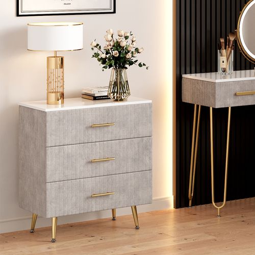 Commode Velia 53032 Gris 70x78.5cm Avec 3 Tiroirs