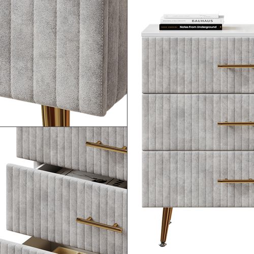 Commode Velia 53032 Gris 70x78.5cm Avec 3 Tiroirs