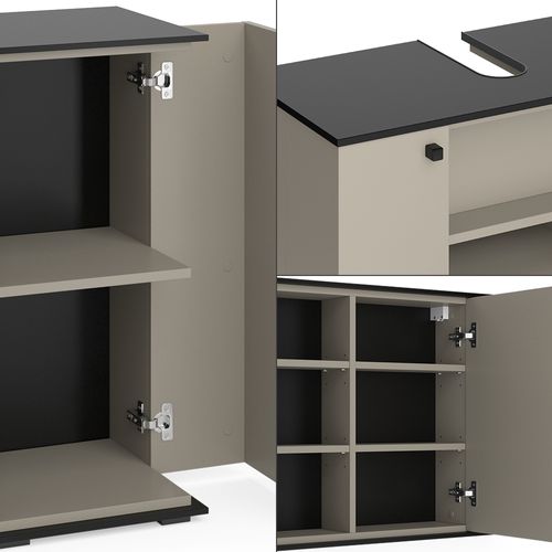 Meubles Bain Joli 53157 Grège 3 Pièces, Avec Armoire De Milieu