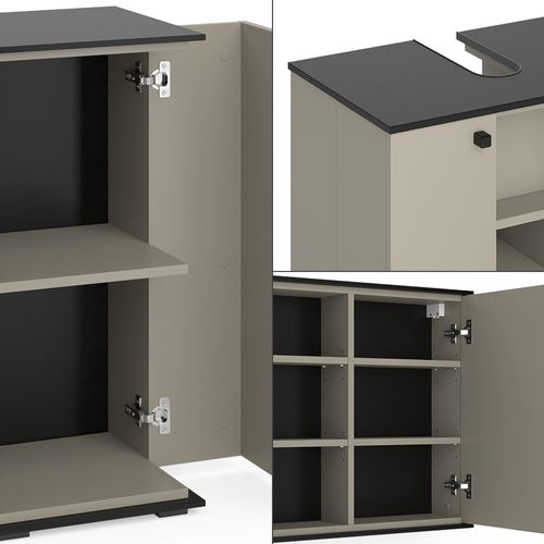 Meubles Bain Joli 53152 Grège 3 Pièces, Avec Armoire De Milieu