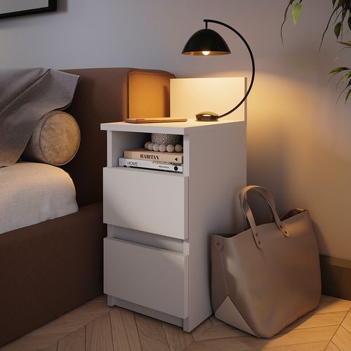 Table De Chevet Monty 53164 Blanc Lot De 2