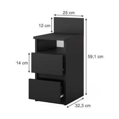 Table De Nuit Monty 53168 Noir Lot De 2