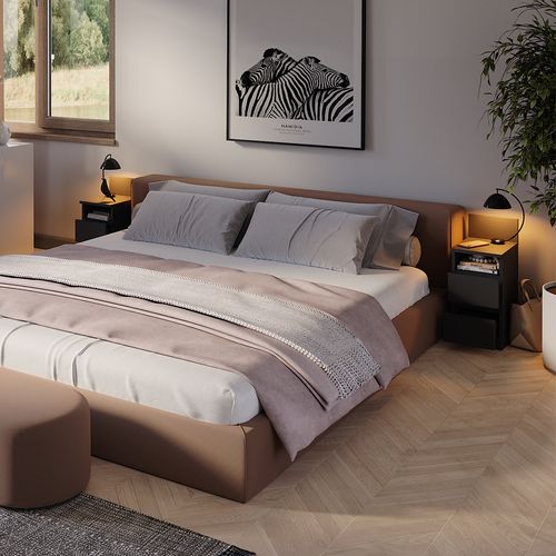 Table De Nuit Monty 53168 Noir Lot De 2