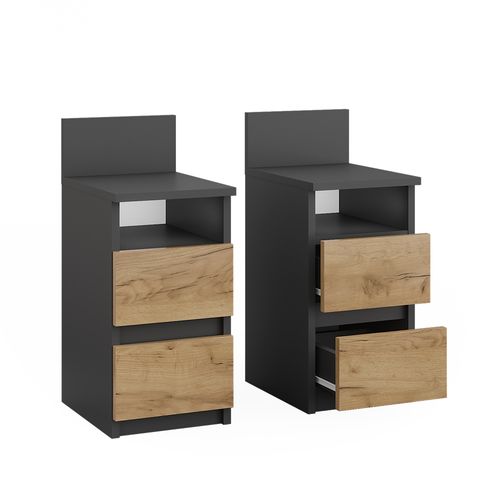 Table De Nuit Monty 53170 Anthracite/chêne Doré Lot De 2