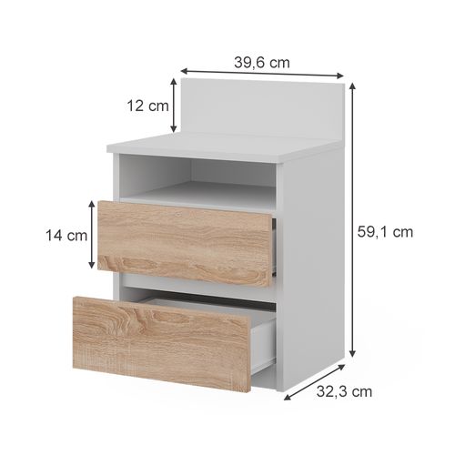 Table De Nuit Monty 53172 Blanc/sonoma Lot De 2