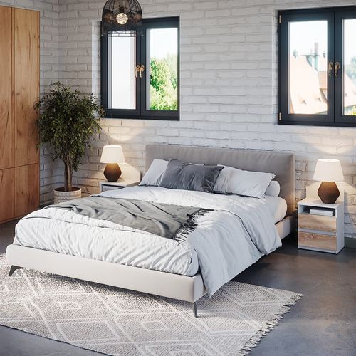 Table De Nuit Monty 53172 Blanc/sonoma Lot De 2