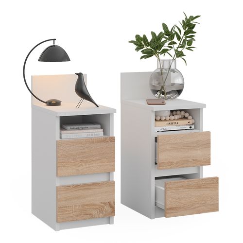 Table De Nuit Monty 53174 Blanc/sonoma Lot De 2