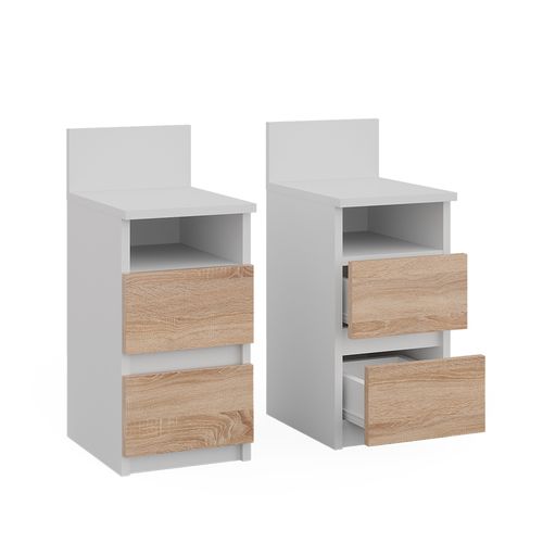 Table De Nuit Monty 53174 Blanc/sonoma Lot De 2